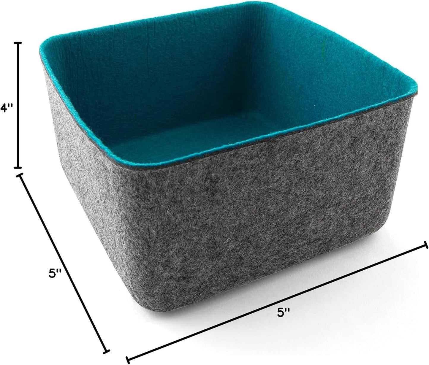 Three by Three Seattle Felt·Like·It! Storage Bin, 5x5x4 Inch for Office, Craft Room, Living Room, Bedroom, Blue