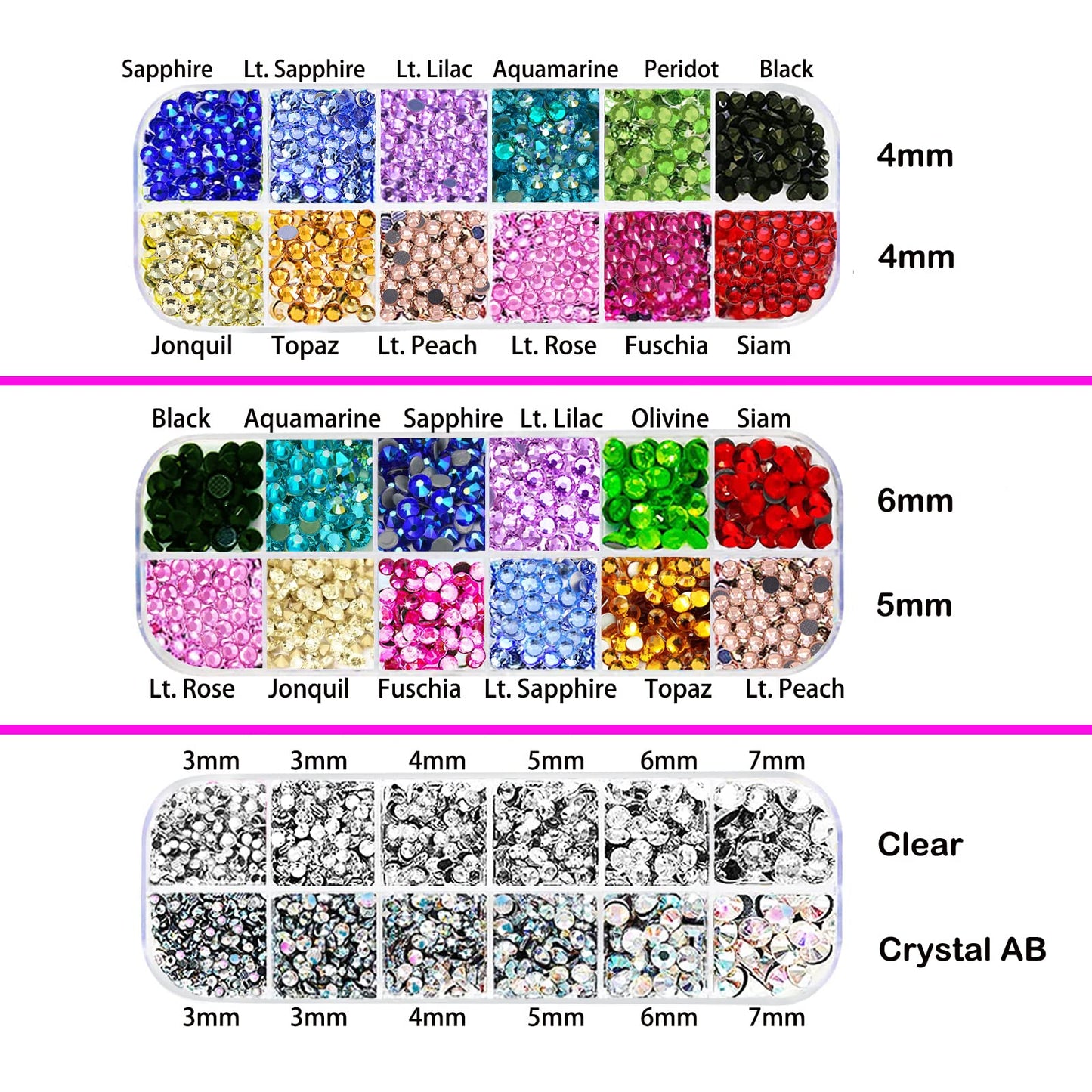 esseelove Bedazzler Kit with Rhinestones, Hotfix Applicator, DIY Hot Fix Rhinestone Setter, Hot Fixed Bedazzling Kit, 3560 Pcs, Crystal AB, Clear, 14 Colors, Tweezers, Gem Picker, Brush, Trays, Bag