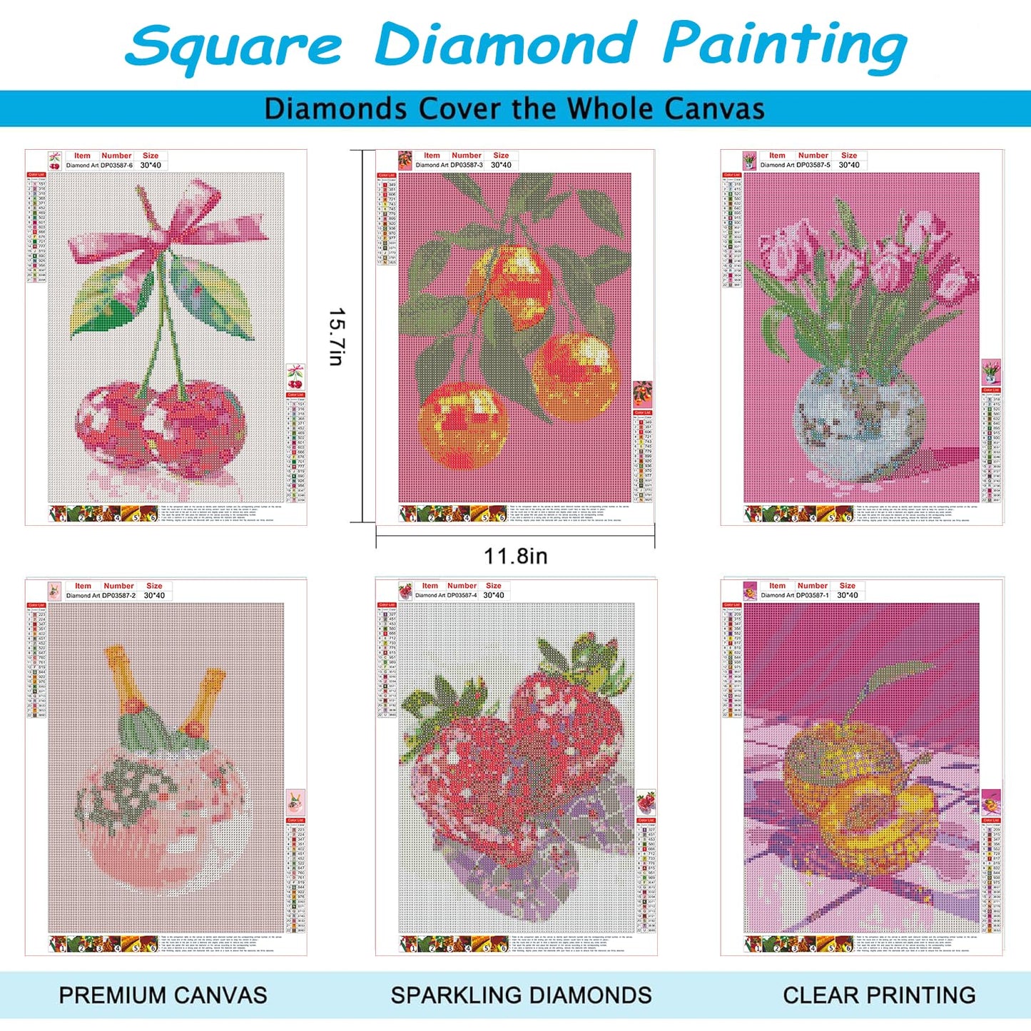AIBOERL 6 Pack Square Drill Diamond Art Kits for Adults,Disco Ball 5D Diamond Painting Kits for Adults Beginners,DIY Square Diamond Dot Painting Gem Art Kits for Adult, Home Wall Decor 12x16Inch