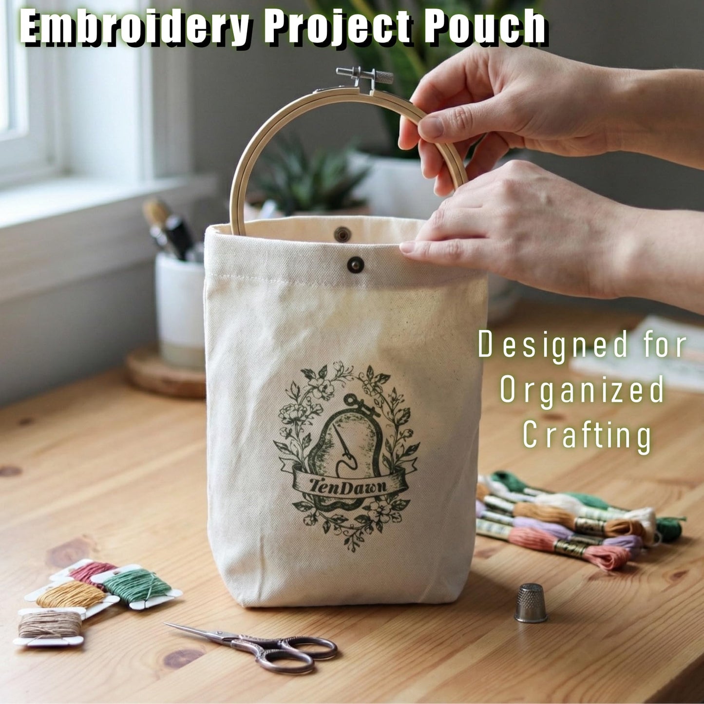 TenDawn Beginner Embroidery Stitch Book with Fabric Pages, 32 Essential Stitches in Structured Learning Order for Adults, DIY Sewing Kit with Floral Motifs, Practice Patterns