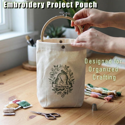 TenDawn Beginner Embroidery Stitch Book with Fabric Pages, 32 Essential Stitches in Structured Learning Order for Adults, DIY Sewing Kit with Floral Motifs, Practice Patterns