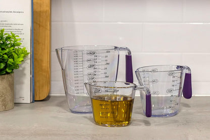 Colourworks Measuring Jug Set, 3-Piece Plastic Jugs with 200, 400 and 900ml, Purple