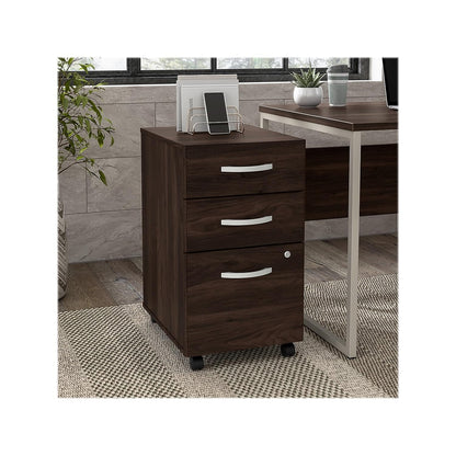 Bush Business Furniture Hybrid 3 Drawer Mobile File Cabinet-Assembled, Black Walnut