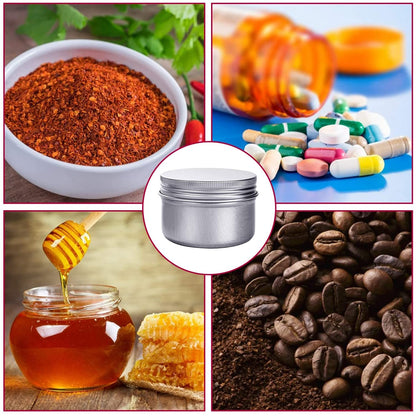 6 Ounce Aluminum Cans 180 mL Screw Lid Metal Storage Tins Containers for Storing Spices, Candies, Lip Balm, Candles, 6 Pcs.