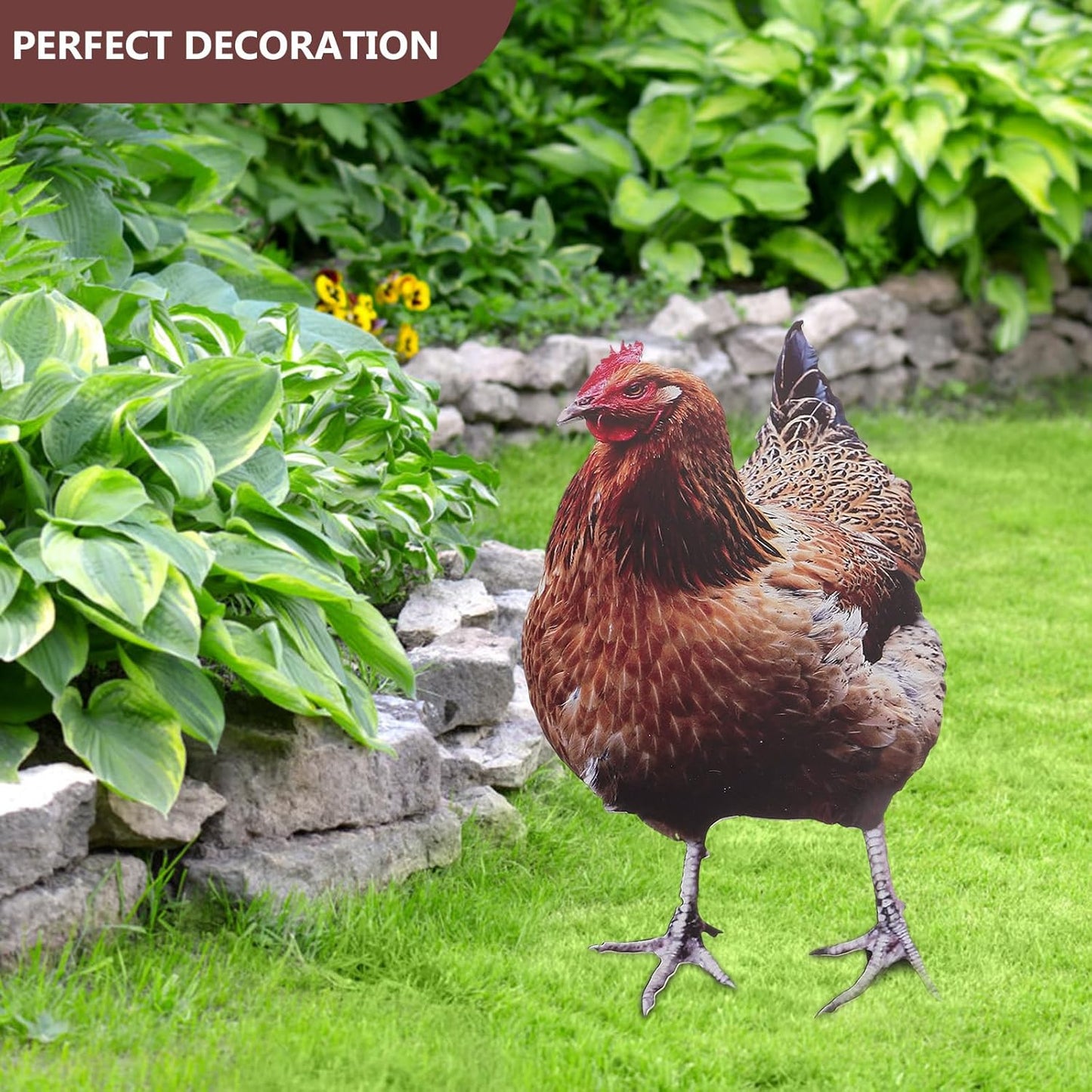 2Pcs Happyyami Acrylic Chicken Yard Art - Decorative Hen Lawn Stakes for Garden Decoration, Outdoor Decor for Patio