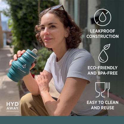 HYDAWAY 17oz Travel Collapsible Water Bottle - BPA-Free, Leakproof, Lightweight, Reusable - Perfect for Travel, Hiking, and Everyday Hydration