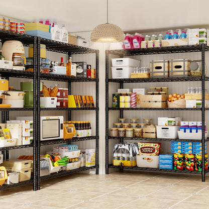 MODCART Storage Shelves, 2 PCS 48" L x 20" W x 72" H Heavy Duty Garage Wire Shelving Unit Loads 2000LBS, 5-Tier Adjustable Metal Industrial Utility Shelf Rack for Kitchen, Laundry Room, Basement