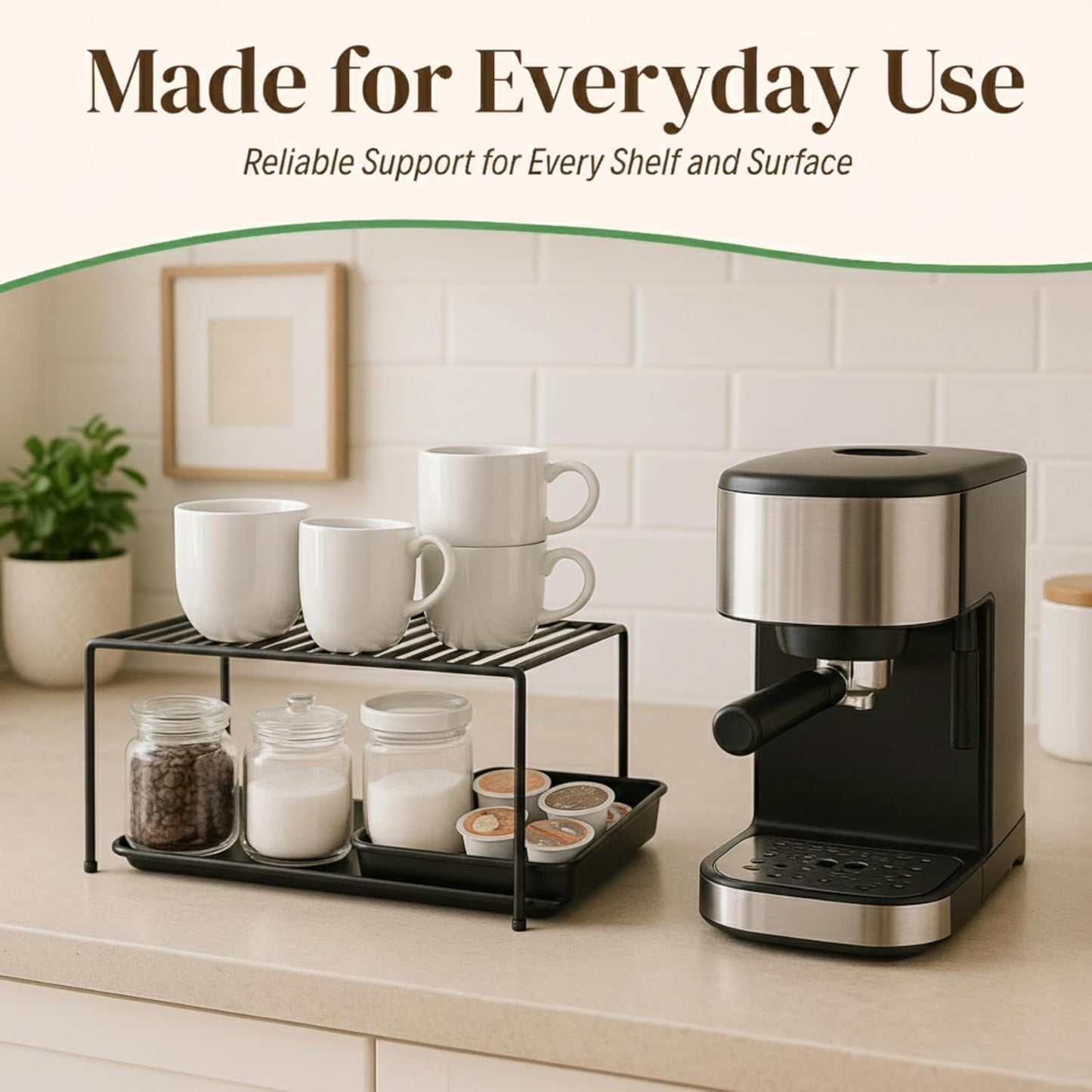 4 Pack Counter Evelots Kitchen Cabinet Wire Shelf Organizer/Rack - Sturdy Metal Shelf Risers - Double Your Space