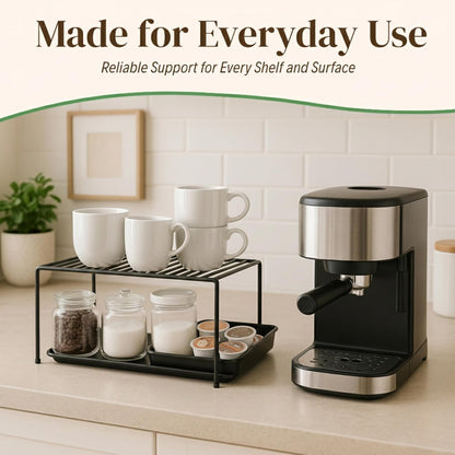 4 Pack Counter Evelots Kitchen Cabinet Wire Shelf Organizer/Rack - Sturdy Metal Shelf Risers - Double Your Space