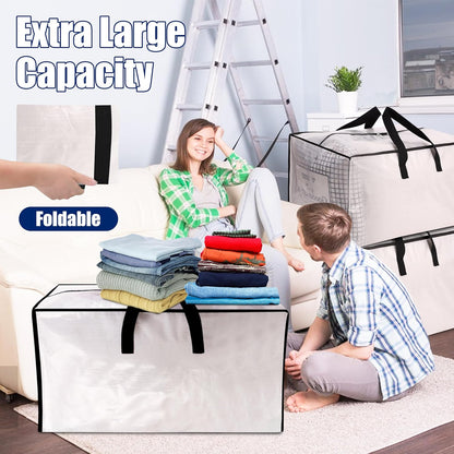 Sweet Dolphin Extra Large Moving Bags - 12 Pack Heavy Duty Storage Totes with Strong Zippers & Handles | Space-Saving Solution