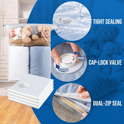 TAILI Jumbo Vacuum Storage Bags - 8 Pack for Comforters & Blankets | Space-Saving 40x31 Inch Bags