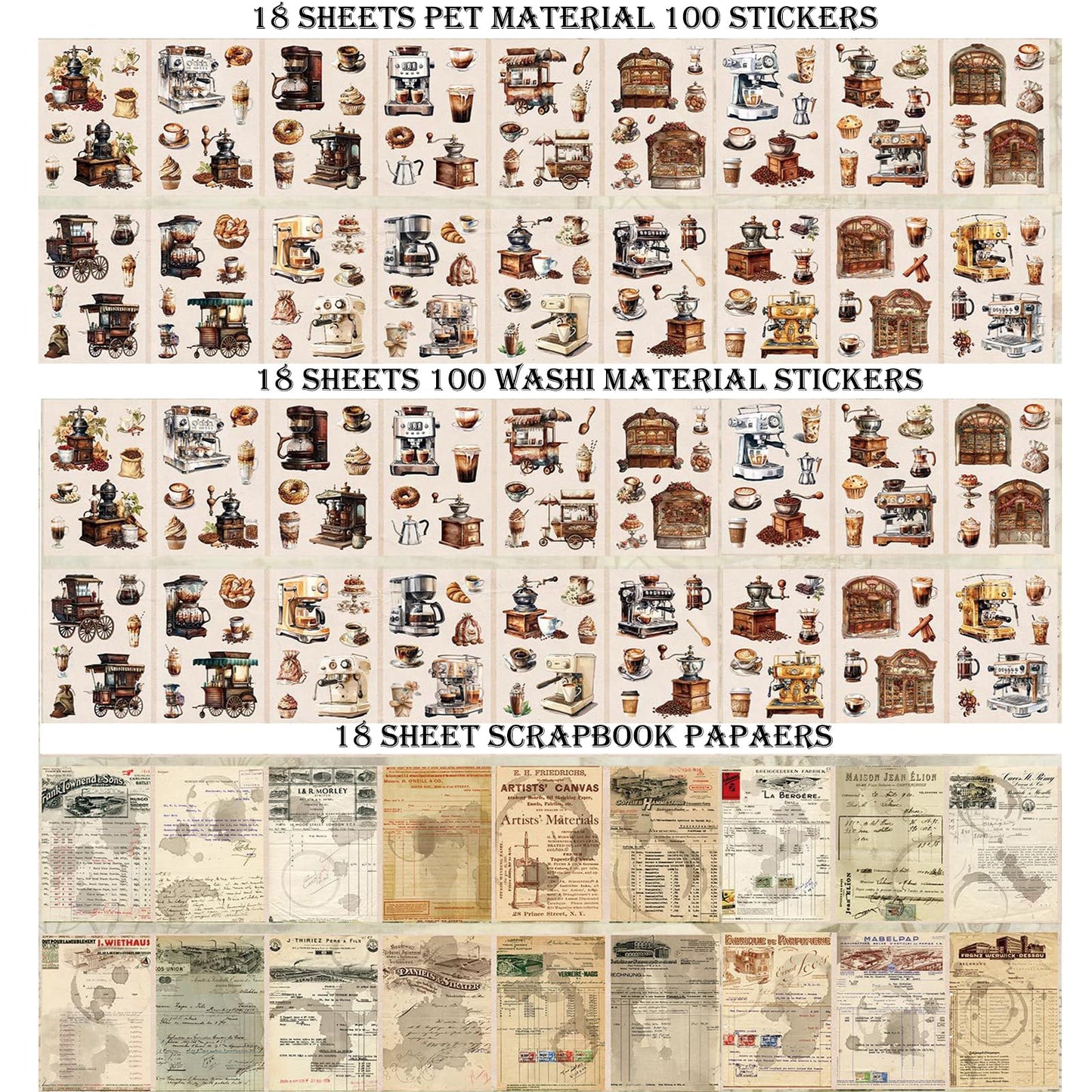 Auguro 4 Book for Garden Landscape Scrapbooking Stickers Pre-Cut 300 washi Stickers 300 PET Sticker Books for journaling Scrapbook Supplies Transparent Sticker for journaling