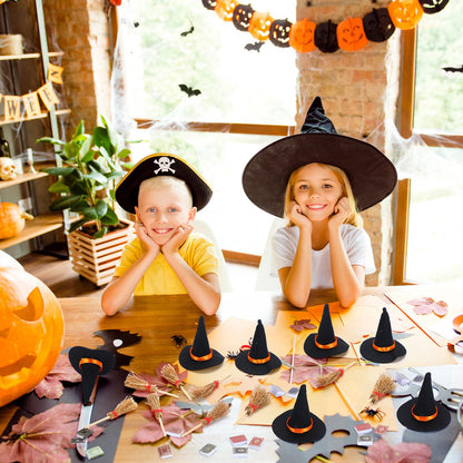 Yuntau 36 Pieces Mini Halloween Decorations 12 Mini Felt Witch Hats 12 Small Brooms 12 Miniature Dollhouse Books Tiny Witch Accessories Set for DIY Crafts Halloween Party Decor Supplies