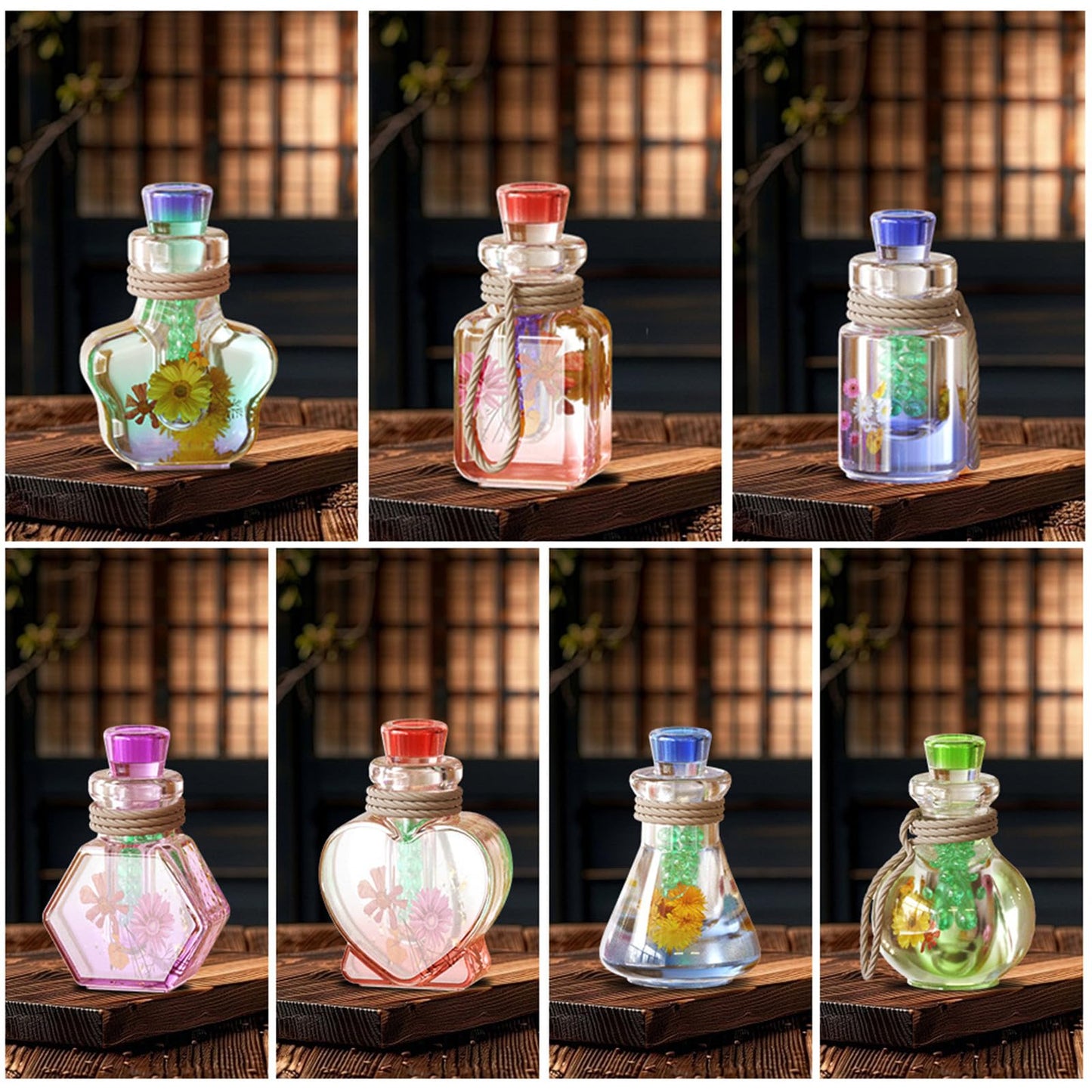 Xidmold 7Pcs Wishing Bottle Shaker Resin Molds Quicksand Bottle Container and Stopper Silicone Molds Epoxy Resin Casting Mold for DIY Jewelry Crystal Keychain Pendants