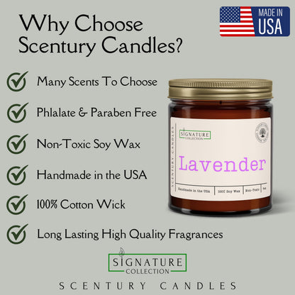 Lavender Scented Candle, Many Scents to Choose from, All Natural Non-Toxic Soy Wax, Handmade in the USA (Lavender)
