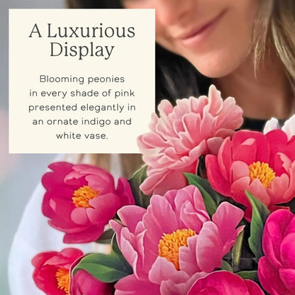 Freshcut Paper Peony Paradise 13 Inch Life-Sized 3D Pop Up Card – Birthday, Mothers Day, Thank You, Gifts for Mom and Her – Includes Notecard and Envelope
