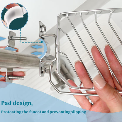 OSOVGO Sponge Holder for Kitchen Sink, Kitchen Organizer, 304 Stainless Steel Cleaning Supplies Organizer, Sink Brush Holder, Sink Organizer, Hanging Organizer (ROUND RIGHT)