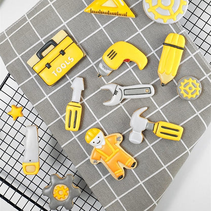 Mini Construction Tools Cookie Cutters Set of 9 pcs, Stainless Steel Hardware Tools Shaped Fondant Baking Molds