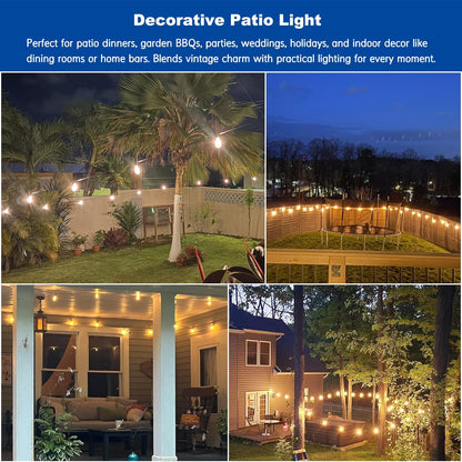 S14 Bulbs 2700K 21.3FT LED Edison String Lights Outdoor, Warm White - Vintage Shatterproof Patio Festoon Lights