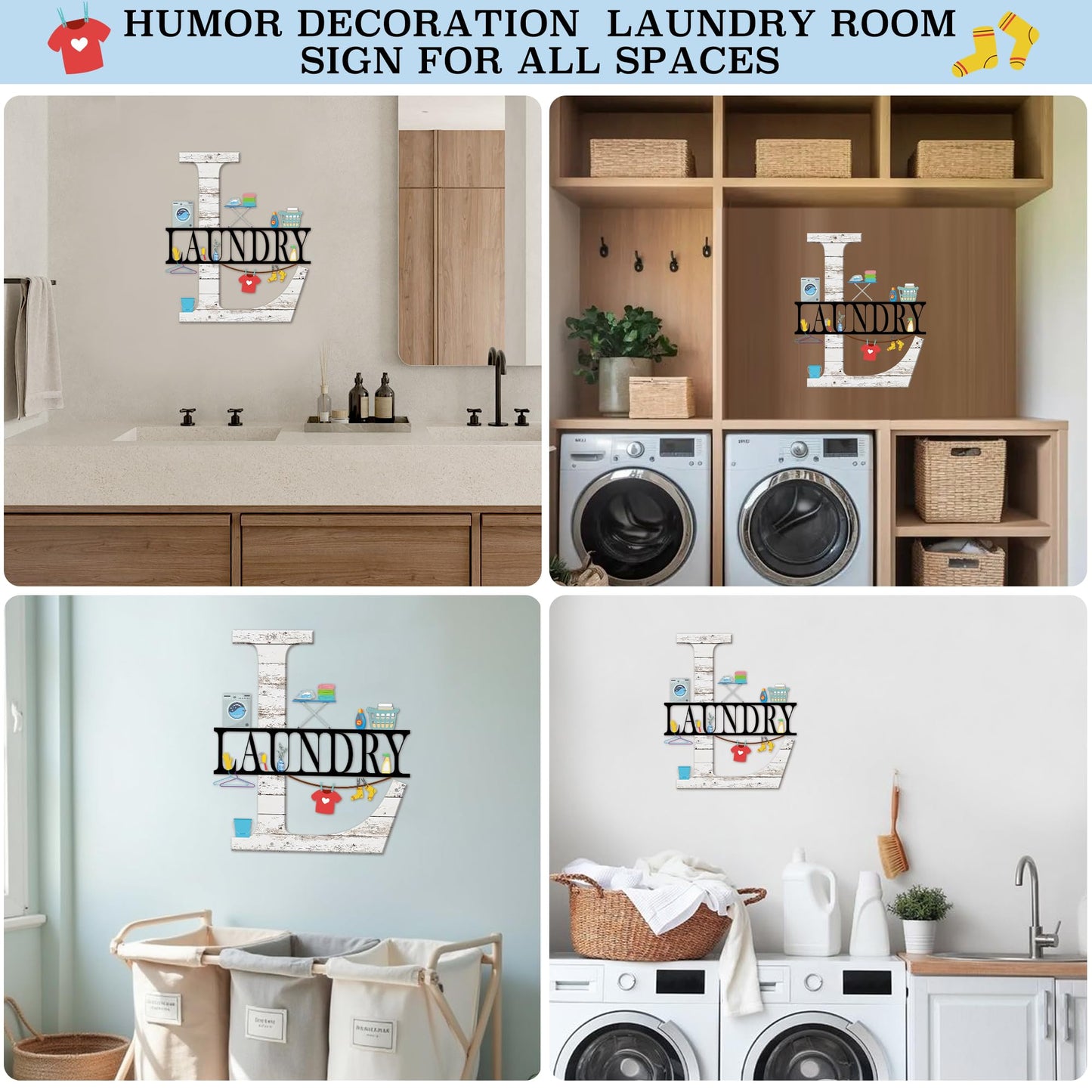 Laundry Room Bathroom Decor Sign for Wall-Metal Laundry Accessories Signs Artwork for Modern Home,Farmhouse,Halloween,Living Room,Bathroom-12 X 14" Funny Laundry-Room Wall Art Hanging Decoration(Wood Grain,Black) (Wood Grain-Black)