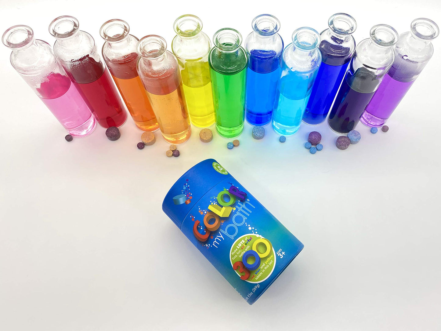 Color My Bath – Bath Color Tablets for Kids, 300 Count Jar – Color Changing, Non-Toxic, Non-Staining, Fragrance-Free – Mix Your Own Rainbow and Make Bathtime Fun & Educational - Made in USA (1-Pack)