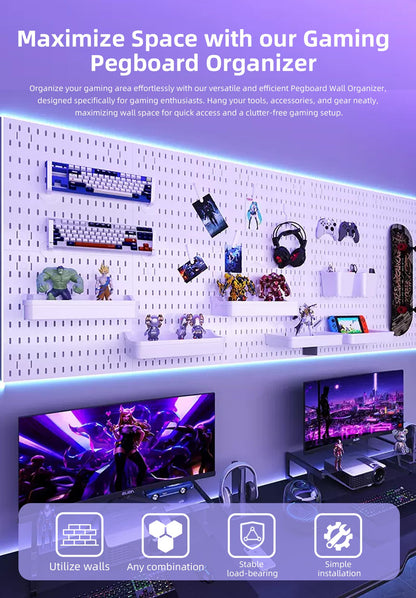 Zestify Revamp Your Space With A Versatile Pegboard Kit - Effortlessly Organize Home, Office, And Gaming Setup With Customizable Hanging Solutions (Black)