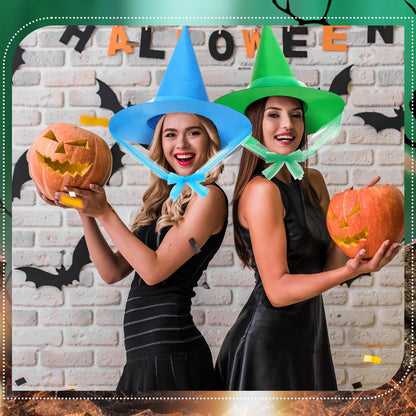 Geyoga Halloween Witch Hat Costume Accessory Women Fairy Adult Wizard Hats with Tulle Fabric for Halloween Party Cosplay Decoration