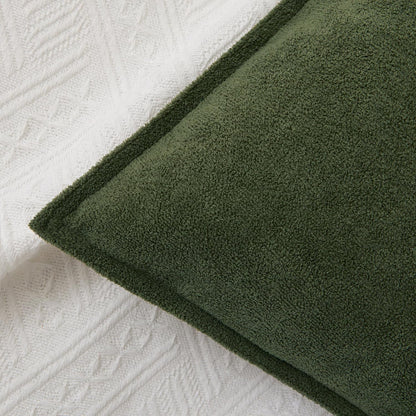 16x16 Inch Pack 2 Kevin Textile Spring Waterproof Decorative Pillow Covers Moss Green of Soft Boucle Textured Throw
