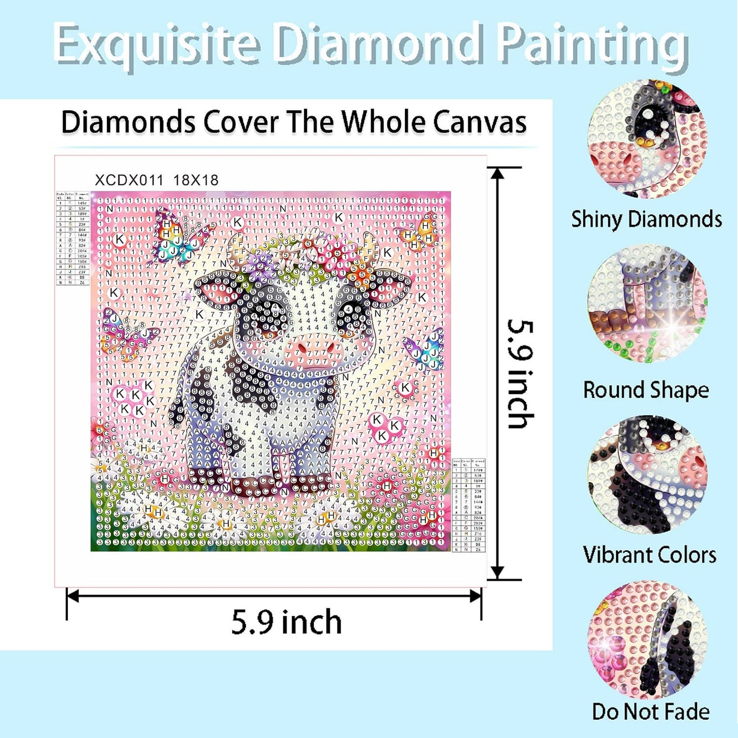 Bzconxin 6Pack Diamond Painting Kits,Cute Fantasy Cartoon Animal Diamond Painting Kits for Kids Ages 6-12,DIY Diamond Crystal Rhinestones Painting Kits for Home Wall Decor Gift 6 X 6inch