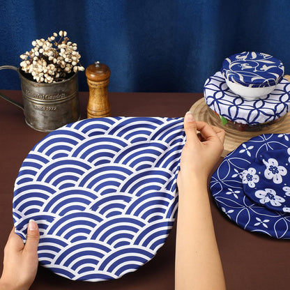 Patelai 10 Pieces Reusable Bowl Covers in 5 Sizes, Stretch Cloth Fabric Elastic Food Storage Covers