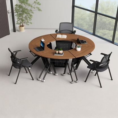 Usosidam Folding Conference Room Table with Wheels, Flip Top Mobile Training Room Tables, Modular Rolling Meeting Table, Space Saving Conference Tables for Office Classroom Seminar, 6-12 Person（8pcs）