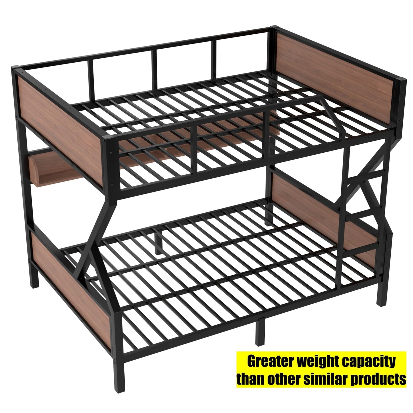 LEEKAF Stronger & Safer Heavy Duty Metal Queen Over Queen Size Bunk Bed for Adults Teens, Thickened More Stable Steel Bunkbed (Greater Weight Capacity) (Queen Over Queen-C)