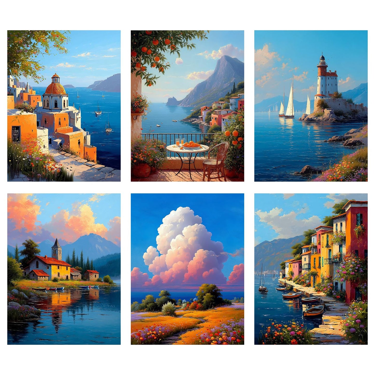 Leatrice 6 Pack Landscape Diamond Painting Kits for Adults 5D Diamond Art Kits Gem Art Full Drill Round Diamond Dots for Beginners Women DIY Home Wall Decor 11.8x15.7 Inches