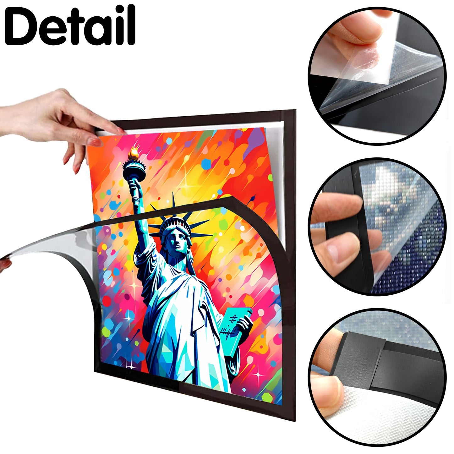 SKRYUIE 12x12 Inch Diamond Art Kits for Adults Frames - Magnetic Self-Adhesive, 6-Pack (Black) - Perfect for 10x10 Inch Artwork Paint by Numbers - Suitabble Frames Painting for Wall Window Door
