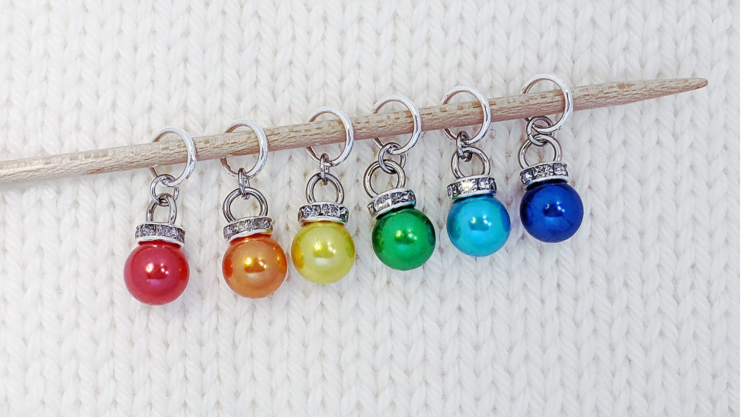 Rainbow Sparkle Stitch Markers for Knitting with Storage Case | Handmade by Pretty Warm Designs | Cute Sparkle Charm Pride Set Lightweight Knit Counter Supplies Accessories Tools Yarn Cute Gift