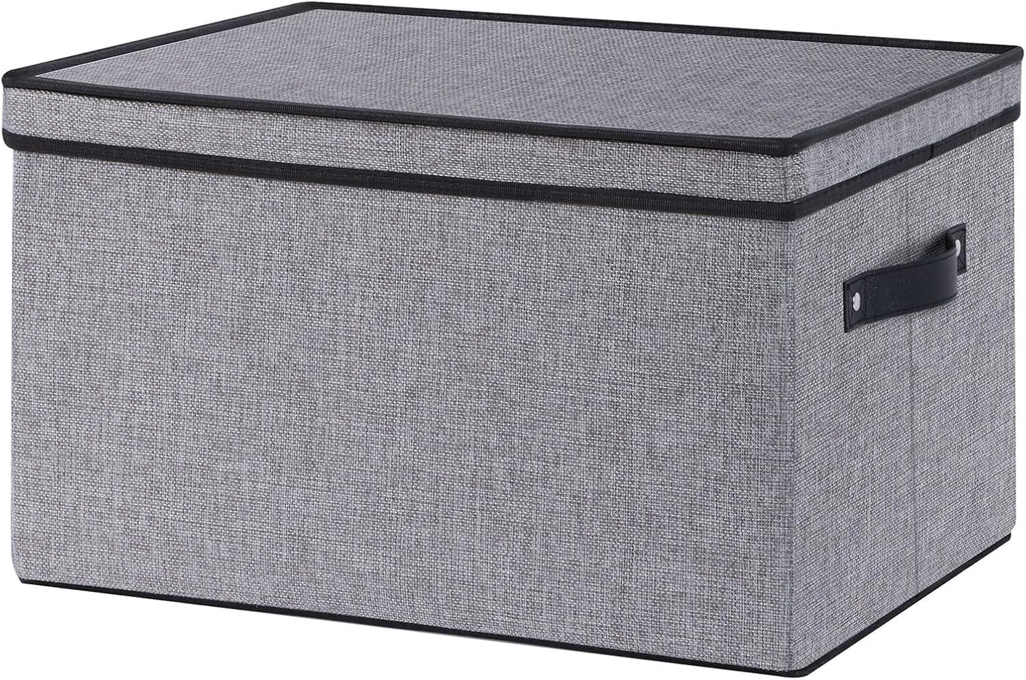 Fabric Storage Boxes, 15 x 9.8 x 8.3 Inch Bins with Lids, Medium Gray Decorative Linen Closet Organizers with Handles,