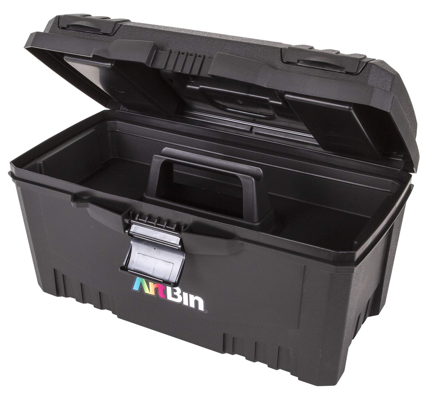 ArtBin 6918AB Twin Top 17 inch Supply Box, Portable Art & Craft Supply Organizer with Handle, [1] Plastic Storage Case, Black