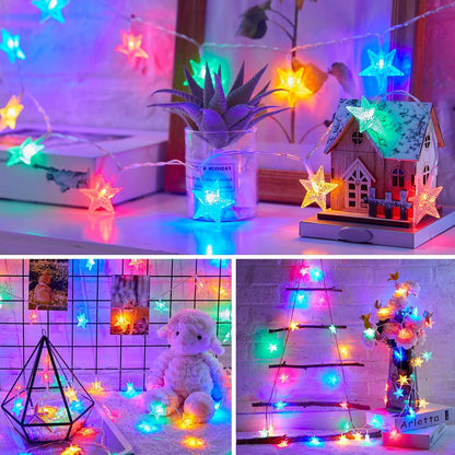 17 50 Minetom Star String Lights Battery Operated - ft LED Star Fairy String Lights with Timer, Waterproof for Indoor