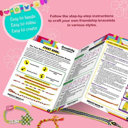 CEUCAL Bracelet Making Kit for Girls - Friendship Bracelet Kit - Birthday Gifts for Ages 6 7 8 9 10 11 12 Year, Arts and Crafts for Kids Ages 8-12 Teen String Bracelets Maker Pink