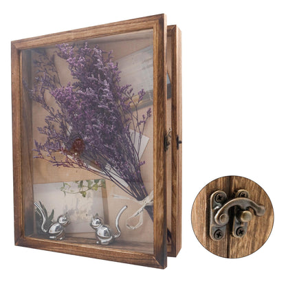 Hodeframe Shadow Box Frame 11x14, Wood Display Boxes with Linen Back - Large Shadow Box with Paulownia Wood and Real Glass Cover for Wall or Tabletop Display