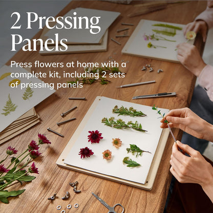 DIY Gift Kits Flower Press Kit - 20 Layers - 2 Sets of 10x10 Inch Wooden Panels - Easy Dried Flower Crafting and Preservation - Adult Beginner Gift Set