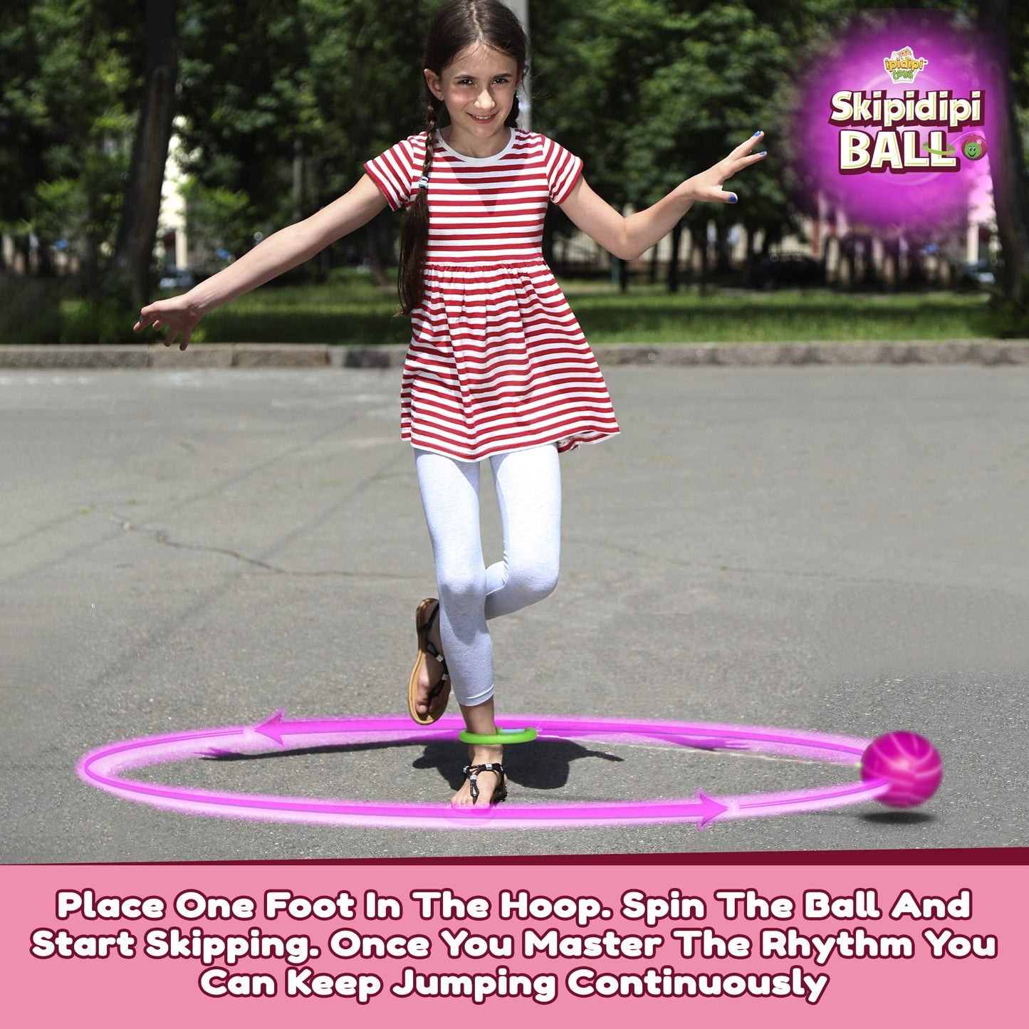 IPIDIPI TOYS Ankle Toy - Pink Retro Jumping Hopper, Ankle Jump Rope Skip Ball, Improve Coordination, Fun Exercise Playground - Best Retro Birthday Gift for Kids Ages 5-12