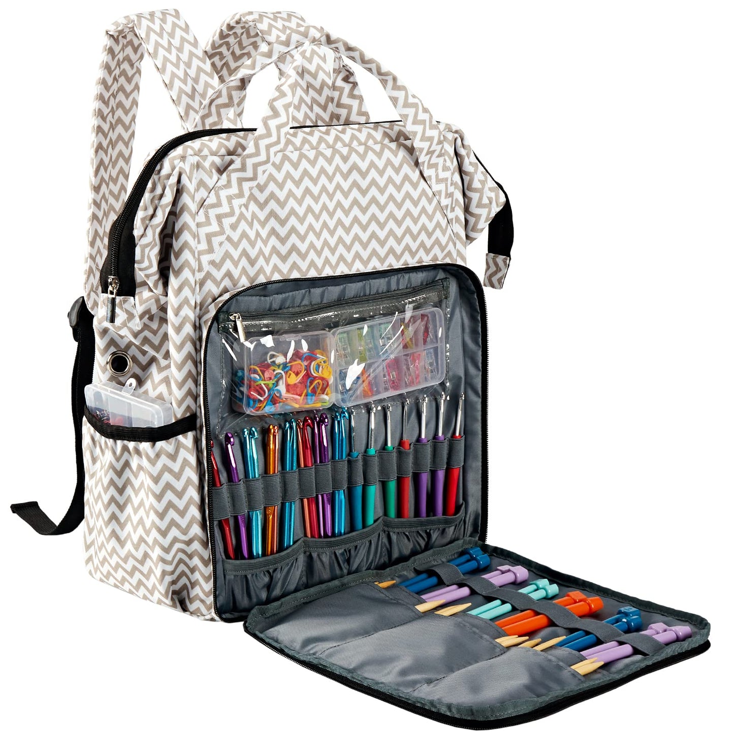 HOMEST Crochet Bag Organizer, Large Capacity Yarn Storage, Knitting Bag for Carrying Projects, Crocheting Hooks, Suppliers, Needles and Accessories, Ripple