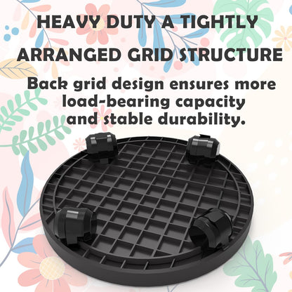 WanderingDonkey 9.8 Inch Heavy Duty Plant Caddie with Wheels,Rolling Plant Stand Pot Trolley,Wheeled Planter Saucer