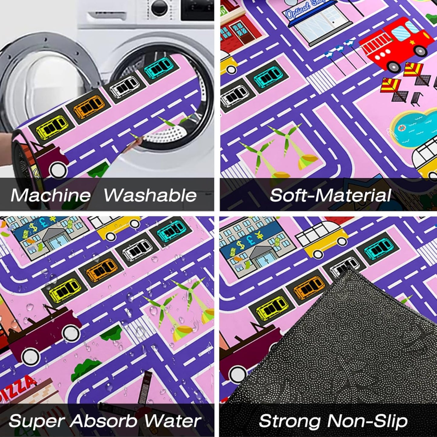 3x5 Car Rugs for Kids Toy Cars - Car Track Carpet for Boys Road Rug for Bedroom Road Map Carpet for Kids Toy Play Mat