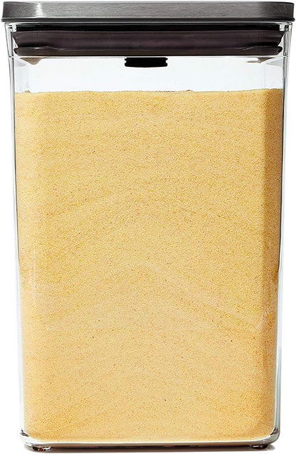 4.4 OXO Steel POP Container Big Medium Square - Qt for Flour, Sugar and More,Grey