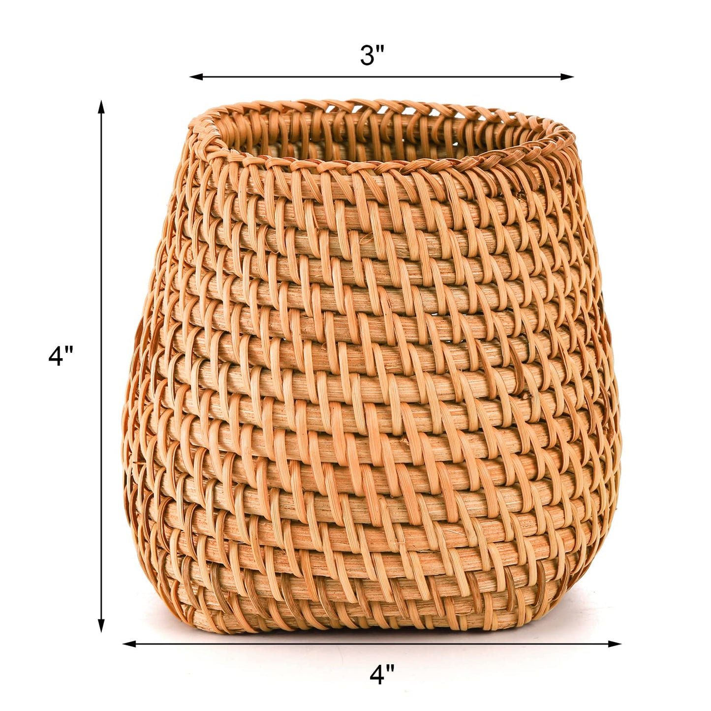 Hacaroa Set of 2 Rattan Pencil Holder for Desk, Handmade Wicker Pen Cup Cute Boho Desk Organizer, Woven Makeup Brush Holder Utensil Container for Home, Office Table Decor