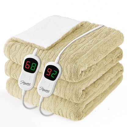 Homemate Electric Heated Blanket Twin - 62"x84" Heating Bed Blankets Throw with 10 Heating Levels 8 Hours Auto Off Fast Heating Over-Heated Protection Ultra Soft Warm Flannel ETL Certified Grey