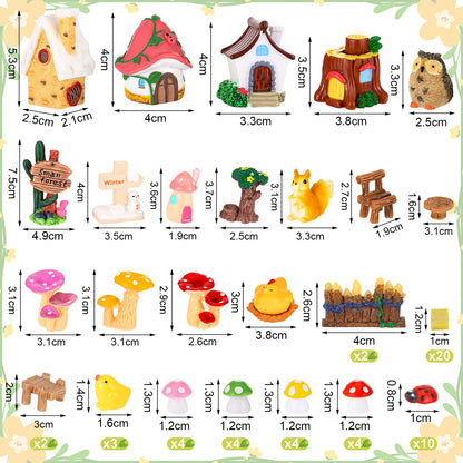 HIYZI 118 PCS Mini Fairy Garden Accessories Kit Miniature Garden Decorations Set Tiny Figurines for DIY Micro Landscape Terrarium Succulent Craft Decor Potted Horticulture Ornaments