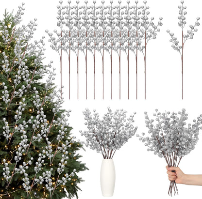 12 16 Inches Norme Pcs Glitter Silver Picks for Christmas Tree Decoration Silver Christmas Tree Ornaments DIY Xmas